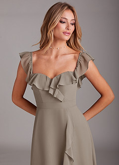 Azazie Lyra Bridesmaid Dresses Taupe A-Line Chiffon Convertible Dress image10