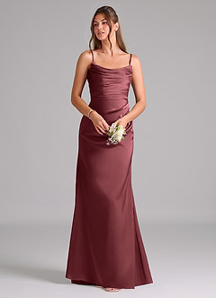 Azazie Lucille Bridesmaid Dresses Merlot Mermaid Strapless Stretch Satin Convertible Dress image7