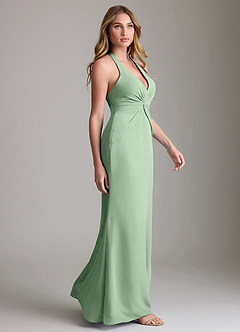 Azazie Valerie Bridesmaid Dresses Matcha Mermaid Pleated Chiffon Dress image4