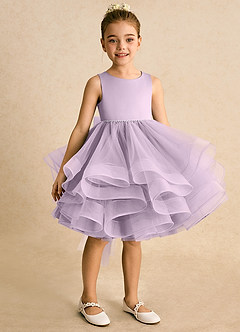 Azazie Tinie Flower Girl Dresses Frosted Lilac Ball-Gown Bow Tulle Dress image2