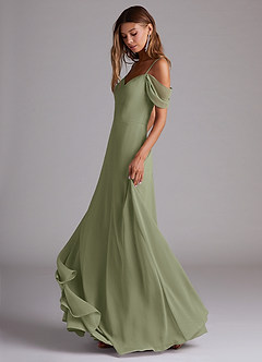 Azazie Marley Bridesmaid Dresses Pistachio A-Line Off the Shoulder Chiffon Convertible Dress image3