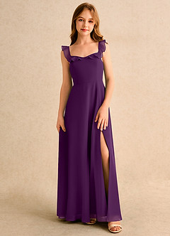 Azazie Chip Girls Formal Flower Girl Dresses Grape A-Line Sleeveless Chiffon Dress image1