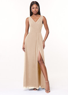 Azazie Karina Bridesmaid Dresses White Alabaster A-Line Pleated Chiffon Dress image1