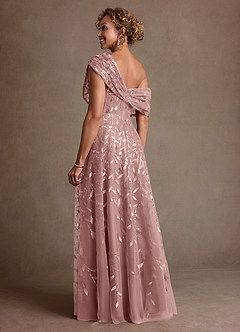 Azazie Sidney Mother of the Bride Dresses Dusty Rose A-Line Off the Shoulder Lace Dress image3