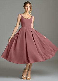 Azazie Amalie Bridesmaid Dresses Desert Rose A-Line Pleated Chiffon Dress image5