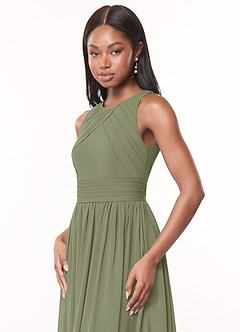 Azazie Harper At-home Try On Dresses Wisteria A-Line Pleated Chiffon Dress image5