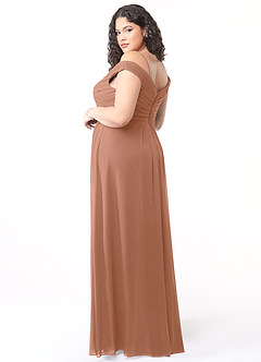 Azazie Audrianna Robes de demoiselle d'honneur Robe Trapèze Convertible en Mousseline de soie Schulterfrei gerafft Bronze image10