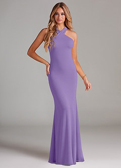 Azazie Doretta Vestidos de damas de honor Vestido de Tahití de Gasa de Corte Sirena con Plisado image1