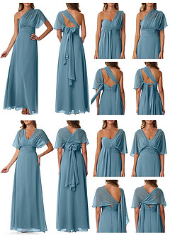 Azazie Fifi Vestidos de damas de honor Vestido de Bermudas de Gasa de Corte En A Convertible con Sin tirantes image10