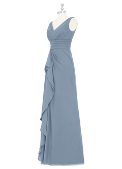 Azazie Julianna Bridesmaid Dresses Dusty Blue A-Line Chiffon Dress image8