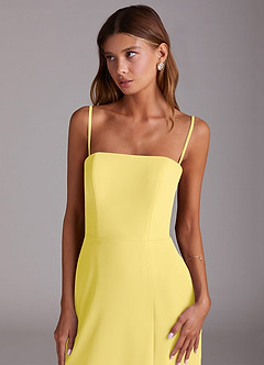 Azazie Wren Vestidos de madrinha de casamento Vestido Canário de Chiffon de Linha A com Sem alças image2