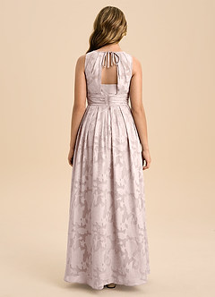 Azazie Bibiane Junior Abito A-Line in Burnout Floreale Plissettato Rosa Rossore image2