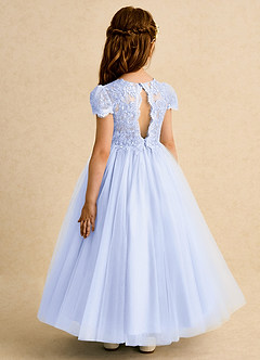 Azazie Puff Flower Girl Dresses Lavender Ball-Gown Lace Tulle Dress image7