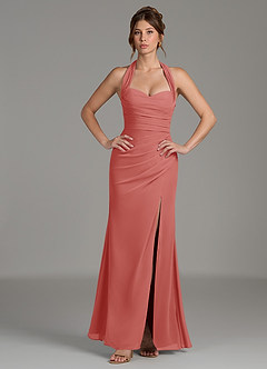 Azazie Destiny Brautjungfernkleider Meerjungfrau-Linie Herzausschnitt Chiffon Kleid Antike Rose image1