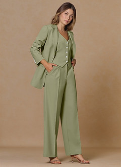 front Rowan Pistachio Refined Weave Performance 3-Piece Suit