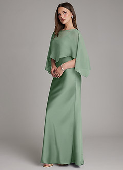 Azazie Ambra Bridesmaid Dresses Matcha Mermaid Pleated Stretch Satin Dress image6