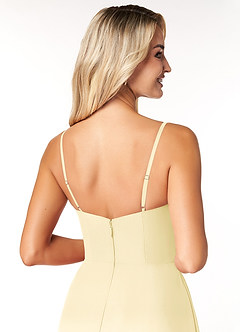 Azazie Moira Bridesmaid Dresses Lemon Sorbet A-Line Scoop Chiffon Dress image7