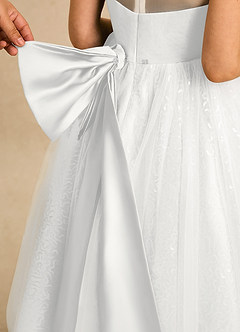 Azazie Addison Blumenmädchenkleider Ballkleid Pailletten Tüll Kleid Weiß image6