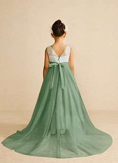 Azazie Tay Flower Girl Dresses Matcha A-Line Sequins Tulle Dress image2