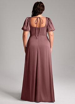 Azazie Fyona Bridesmaid Dresses Vintage Mauve A-Line Pleated Stretch Satin Dress image9