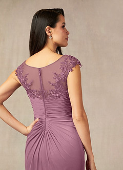 Azazie Oliniana Mother of the Bride Dresses Vintage Mauve Mermaid Lace Mesh Dress image4