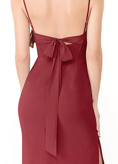 Azazie Mai Bridesmaid Dresses Pomegranate Sheath Pleated Chiffon Dress image6