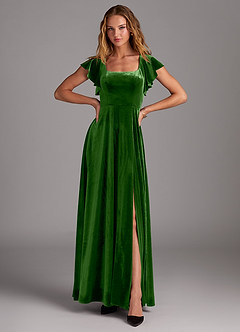 Azazie Bondi Bridesmaid Dresses Ivy A-Line Side Slit Velvet Dress image4