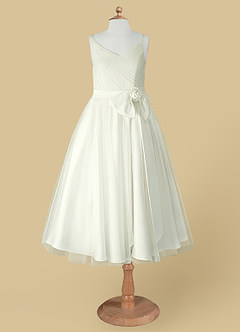 Azazie Dito Final Sale Ivory A-Line Pleated Tulle Dress image8