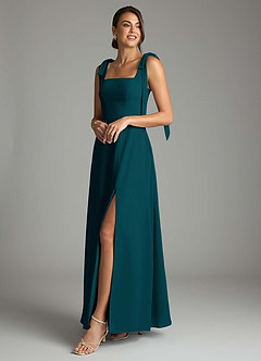 Azazie Debra Bridesmaid Dresses Pine A-Line with Pockets Chiffon Convertible Dress image8