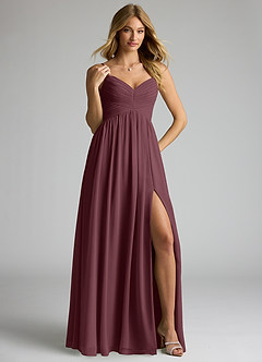 Azazie Alia Bridesmaid Dresses Sangria A-Line Pleated Chiffon Dress image4