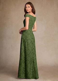 Azazie Moore 신부의 어머니 드레스 A라인 보트넥 플로럴 번아웃 플로어 길이 드레스 image2