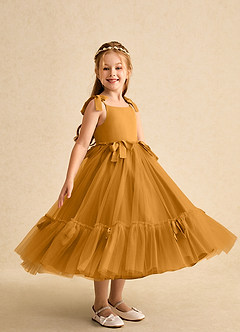 Azazie Jaci Sukienki dla dziewczynek sypiących kwiaty Linia A Pasek spaghetti Szyfon Długość kostki Sukienka image2