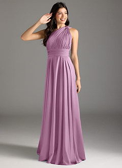 Azazie Charlize Bridesmaid Dresses Wisteria A-Line One Shoulder Stretch Satin Dress image1