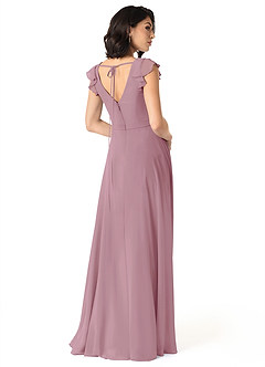 Azazie Claudine Final Sale Vintage Mauve A-Line Flutter Sleeve Chiffon Dress image5