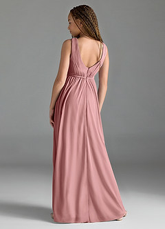 Azazie Tanicia Junior Dusty Rose A-Line Mesh Dress image4