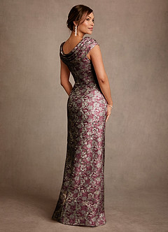 Azazie Irvine Moeder van de bruid jurken A-Lijn Jurk van Bloemenjacquard Geplooid Cabernet image2