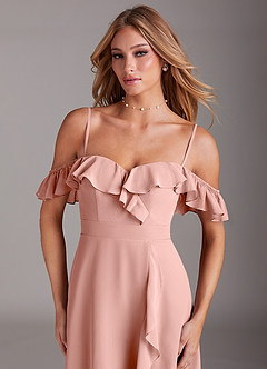 Azazie Lyra Bridesmaid Dresses Rosette A-Line Chiffon Convertible Dress image2