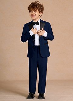 Michael Navy Blue Boys Peak Lapel Tuxedos