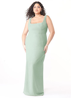 Azazie Flori Bridesmaid Dresses Agave Sheath Square Neckline Chiffon Dress image9