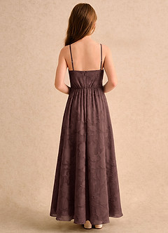 Azazie Twilight Girls Formal Blumenmädchenkleider A-Linie Plissee Blumen-Burnout Kleid Espresso image2