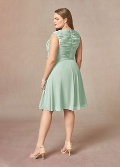 Azazie Theron Mother of the Bride Dresses A-Line V-Neck Pleated Chiffon Knee-Length Dress image9