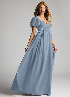 Azazie Madisynn Maternity Bridesmaid Dresses Bow Chiffon Floor-Length Dress image4