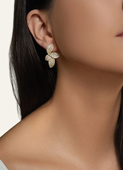 front Pendientes de hoja de diamante brillante