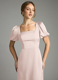 Azazie Fyona Suknie dla druhen Linia A Pofałdowany Satyna elastyczna Do ziemi Sukienka image12