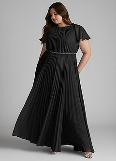 Azazie Kara Modest Bridesmaid Dresses A-Line Pleated Chiffon Floor-Length Dress image12