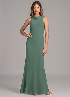 Azazie Allettie 신부 들러리 드레스 인어 쉬폰 바닥 길이 드레스 image1