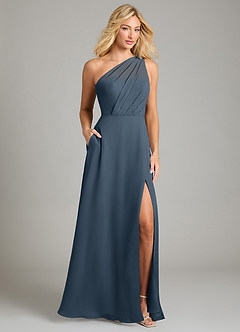 Azazie Phaedra Bridesmaid Dresses Neptune A-Line One Shoulder Chiffon Dress image1