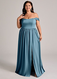 Azazie Calianna Suknie dla druhen Linia A Zza ramienia Satyna elastyczna Do ziemi Sukienka image8