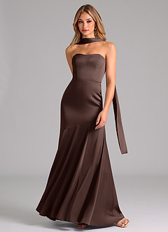 Azazie Shiloh Vestidos de damas de honor Vestido de Ganache de Satén Elástico de Corte Sirena Convertible con Sin tirantes image4