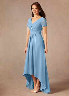 Azazie Polly Kleider für die Brautmutter A-Linie Spitze Chiffon Kleid Stahlblau image6